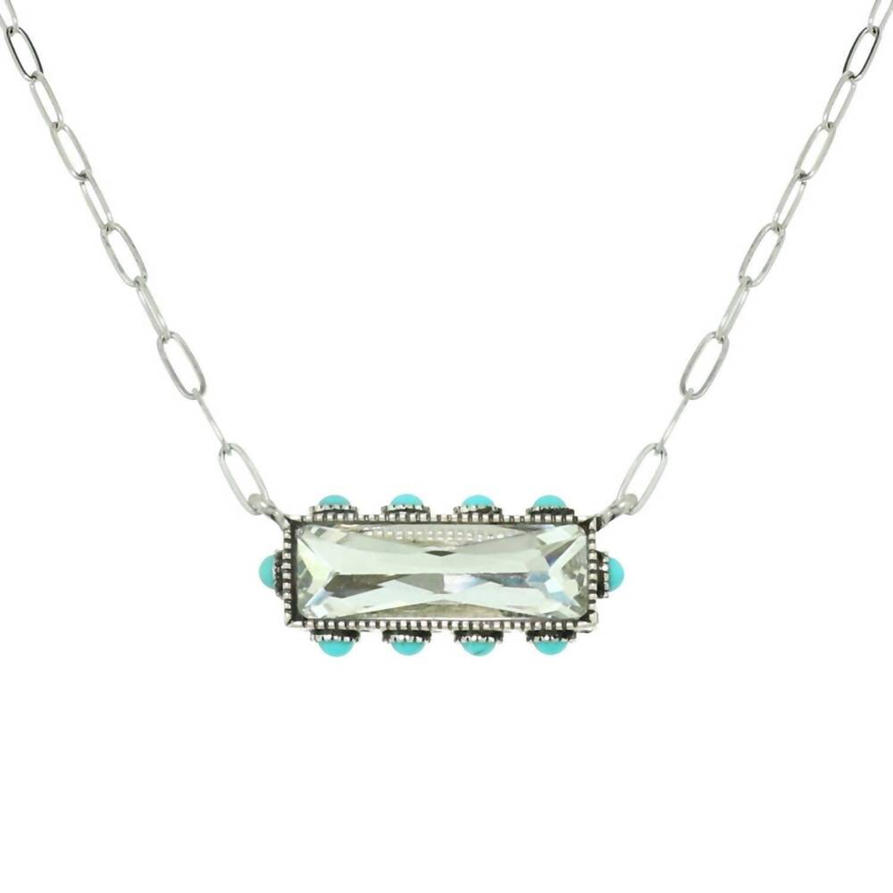 NEW SOPHIA COLLECTION women's horizontal bar necklace in clear gemstone